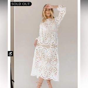 Bohme White Lace Midi Dress